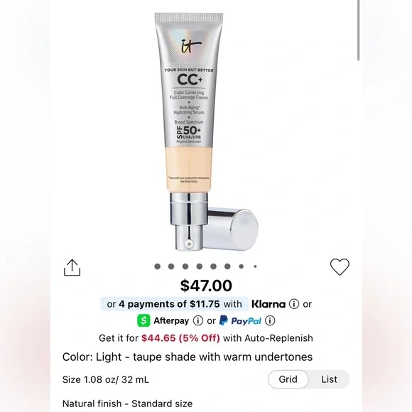 IT Cosmetics CC+ Cream SPF 50+ UVA UVB Light NEW Full Size - Picture 6 of 9